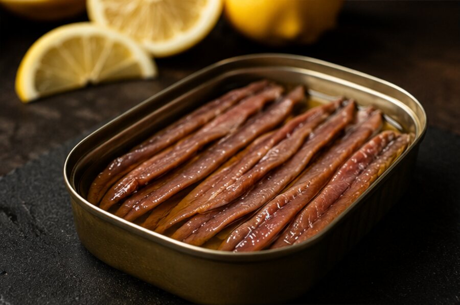 Anchoas del Cantábrico en conserva con limón.